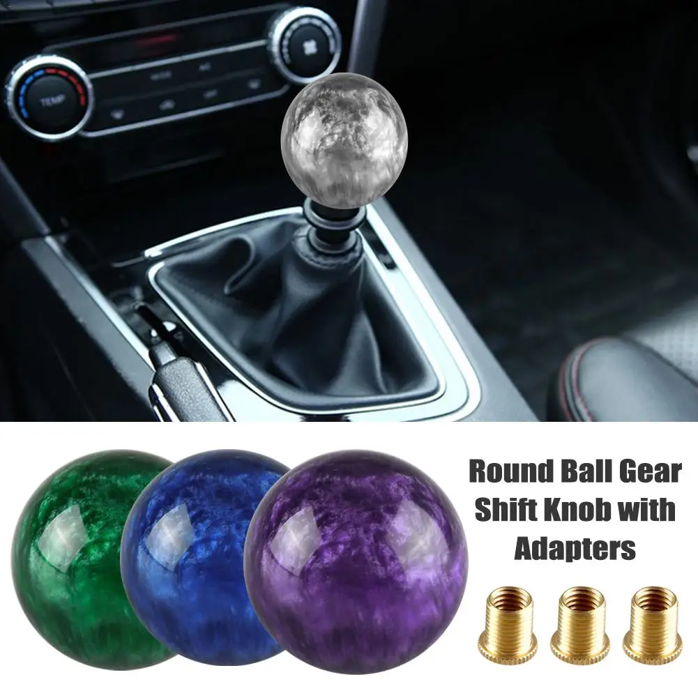 

New 2019 Car Gear Shift Knob Head Personality Acrylic Manual Shifting Round Ball Gear Shift Knobs Adapters For 12x1.25 Body