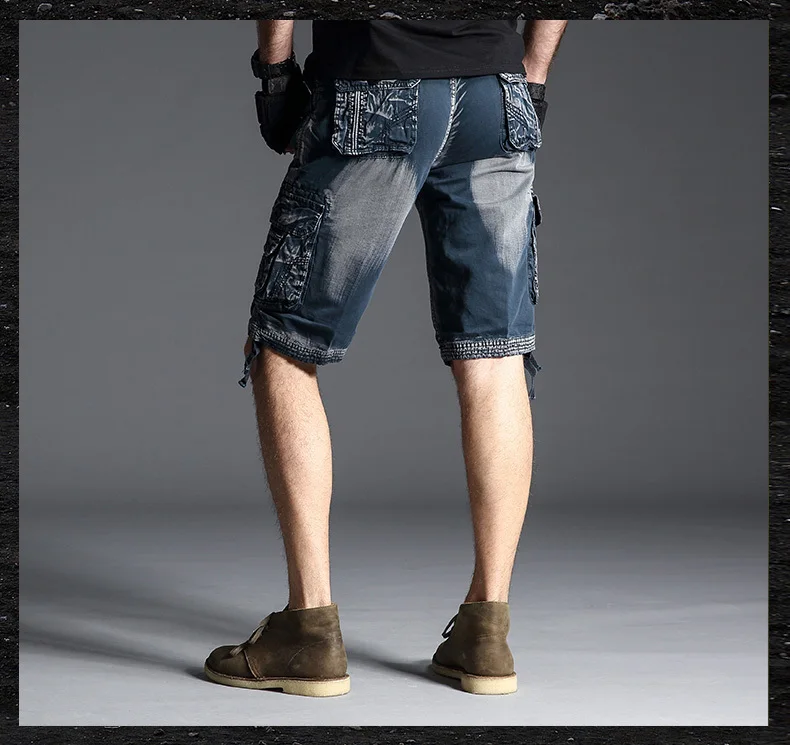 Для мужчин s военные штаны-карго из денима шорты 2019 Фирменная Новинка армейские камуфляжные шорты Для мужчин хлопка свободный работы