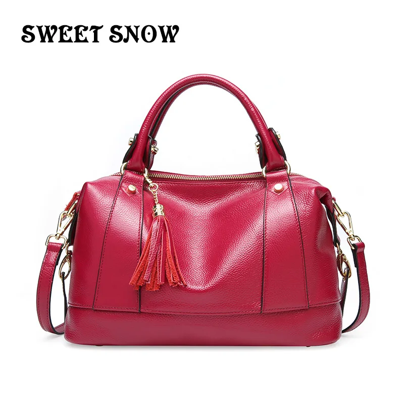 

SWEET SNOW Genuine Leather Messenger Bag High Quality Women Handbags Female Lady Shoulder Bags Fashion Satchels Handbag