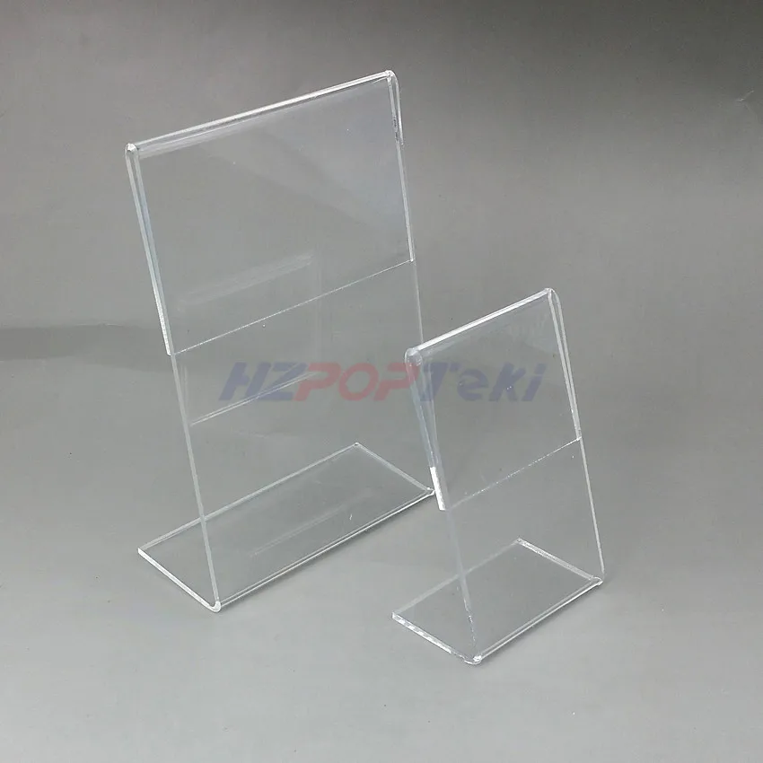 

54x85mm T1.3mm Vertical Clear Acrylic Plastic Table Sign Price Tag Label Display Paper Promotion Card Holders L Stands 1000pcs