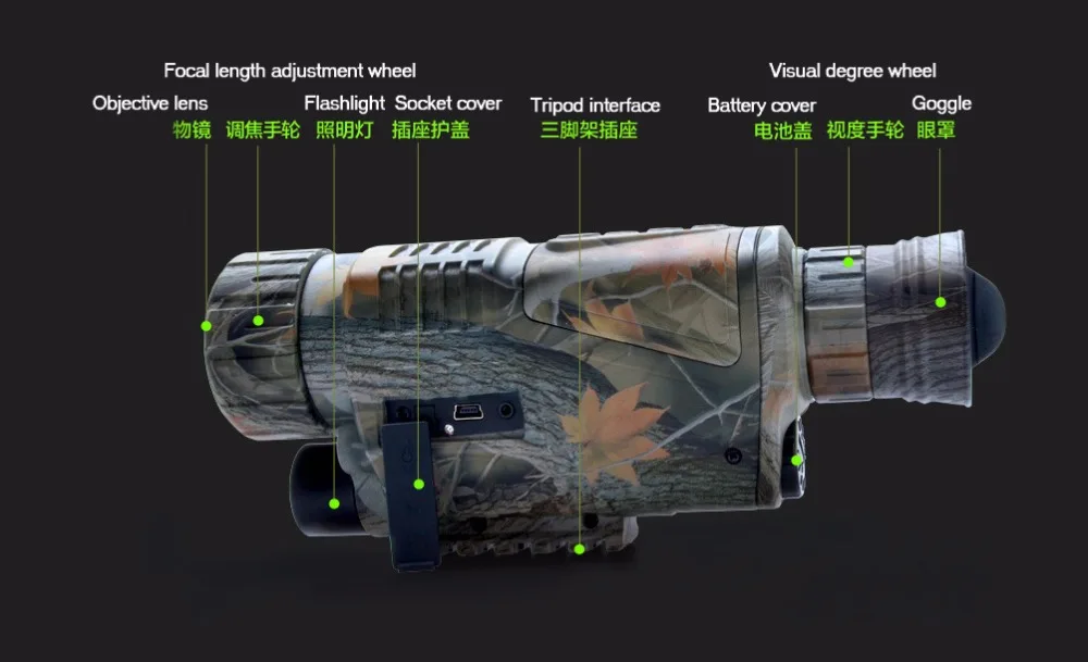 5X40 цифровой aphotic инфракрасное ночное видение монокулярный телескоп камера