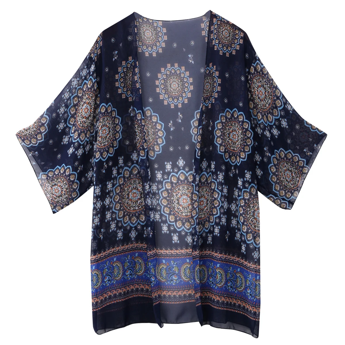 

Womens Quick Dry Floral Print Women Beach Outwear Beach Bikini Swimwear Cover-Ups Beach Xvdieo Thin Sunshade Blue Pareo