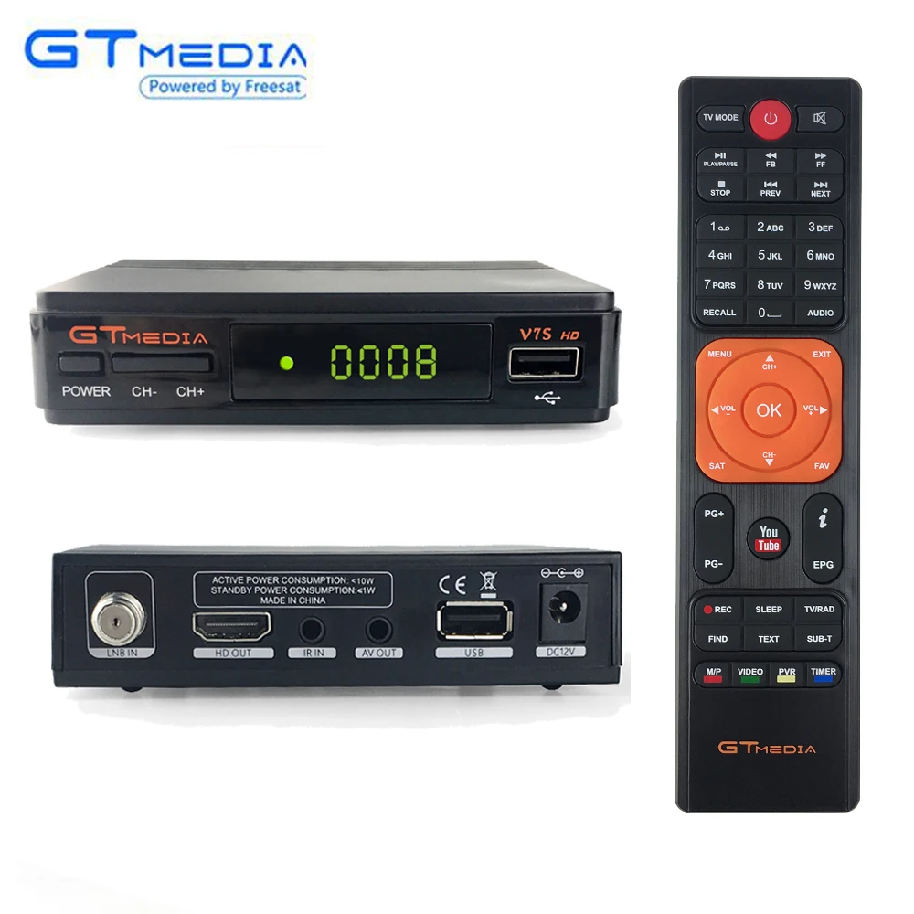 Genuine Gtmedia v7s Dual USB Mini DVB S2 Cccam Receptor Auto Roll Biss Vu Key