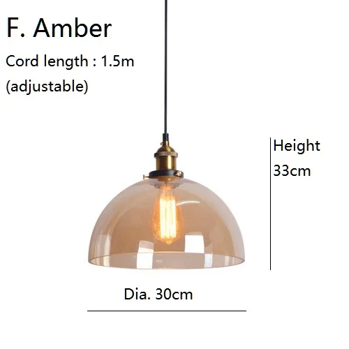 LukLoy стеклянные подвесные светильники кухонный светильник светодиодный светильник прикроватная подвесная потолочная лампа лампы для спальни гостиной светильники - Цвет корпуса: F. Amber