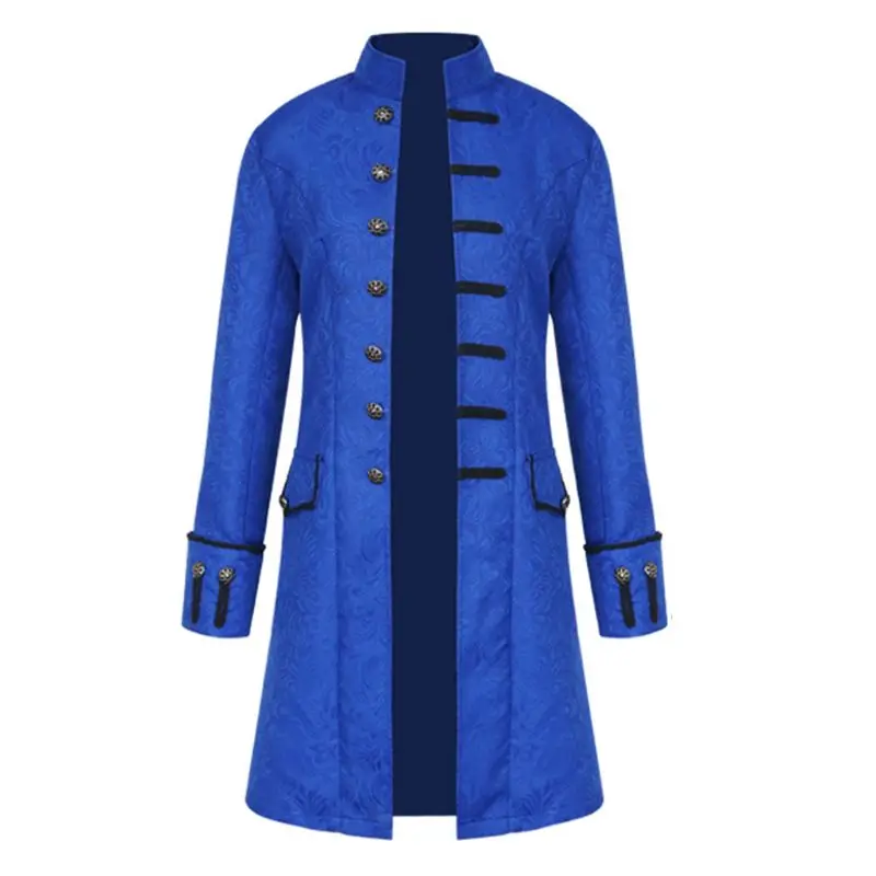 Мужской Фрак в стиле стимпанк, Ретро Готический викторианский пиджак, воротник-стойка, жаккардовое платье с цветочным рисунком, пальто для Хэллоуина, карнавальный костюм