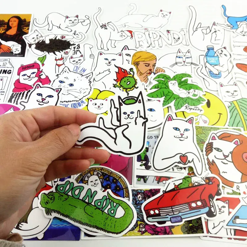 50pcs 1lot funny ripndipp sticker creative personality waterproof 50pcs 1lot funny ripndipp sticker creative personality waterproof rip n dip laptop sticker for finger skateboard car styling dec in stickers from toys