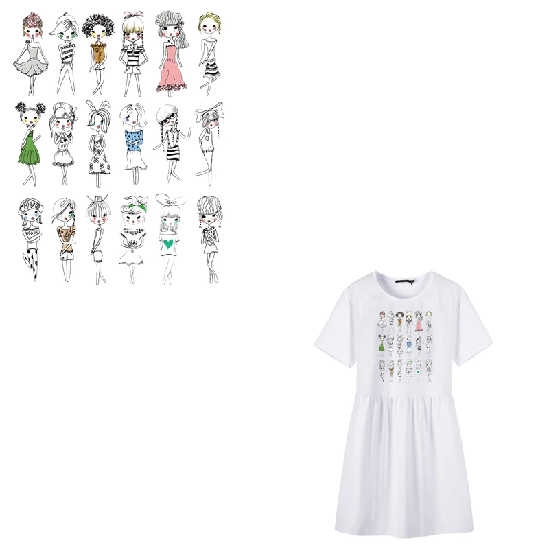 

Girls Clothes Iron-On Transfers patches Diy Accessory Decoration Heat Transfer Badges High Quality Stickers A-Level Washable E