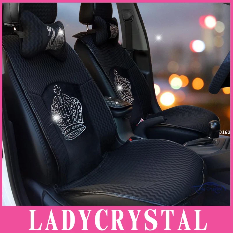 Ladycrystal Bling Корона со стразами Авто Стайлинг чехлы для сидений общие мягкие