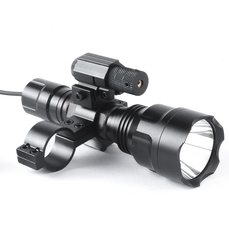

AUKMONT Tactical Flashlight C8 CRE Q5 LED Torch & Red Dot Laser Sight Scope Hunting Set Airsoft Tactical Torch Flashlight