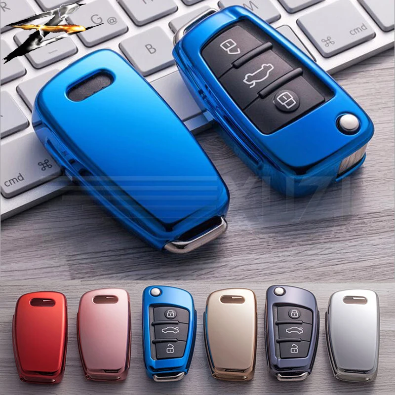 

6 colors TPU Glossy Soft Silicone Car Key Case For Audi Q3 A1 A3 A4L Q5 Q7 A6L Turn Key Cover Accessories