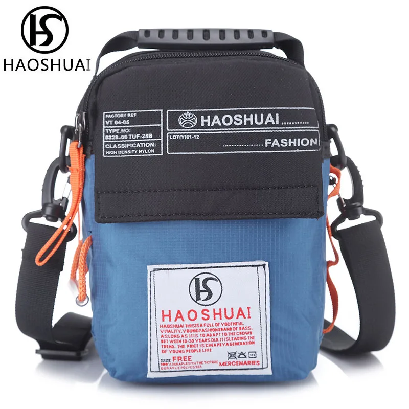 

mens mini tote handbag vintage waterproof nylon crossbody bags for men retro handbags black belt bag phone security travel pouch