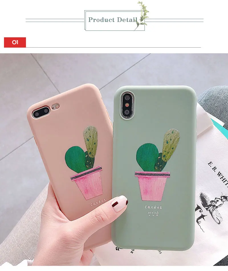 Silicone Cactus Cute Case For iPhone 8 8plus 7 7 Plus Cases Soft Phone Case For iphone 6 s 6s Plus X XR XS Max Cases Cover Coque (14)