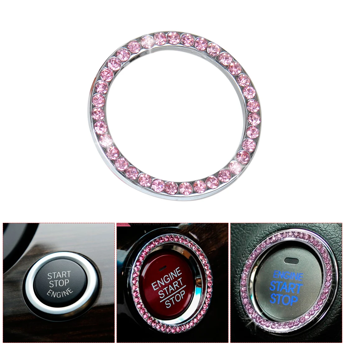 DWCX Pink Car Interior One Key Engine Start Stop Ignition Push Button