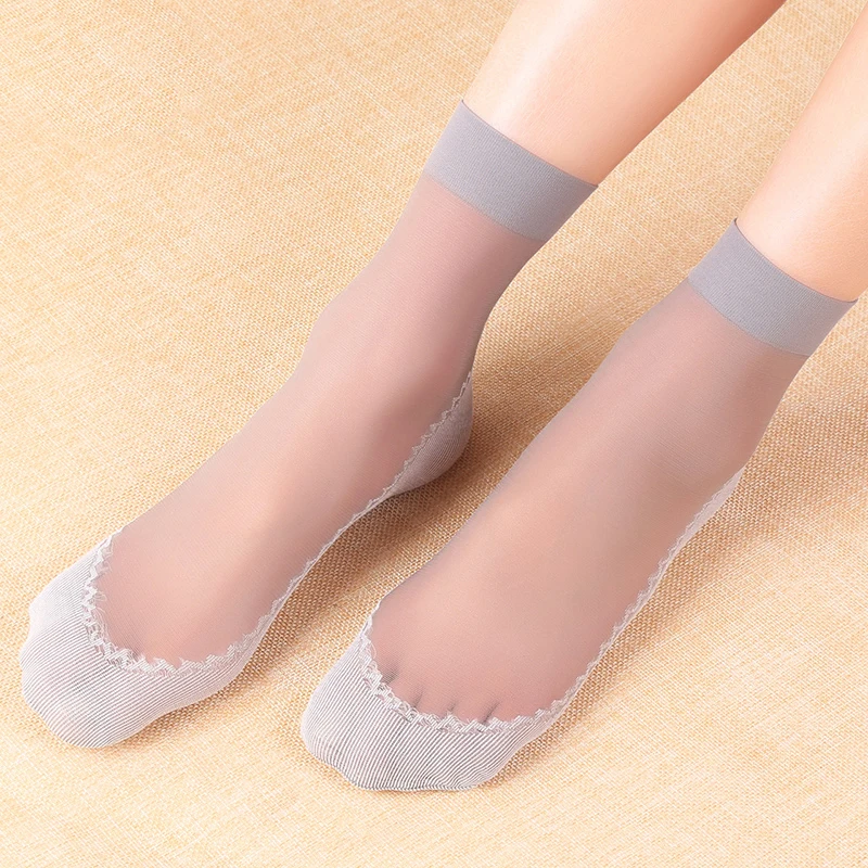 

10 pairs/set Summer Hot Sale Women Summer Ultrathin Transparent Crystal Elastic Silk Short Socks 4Colors Thin Women's Socks