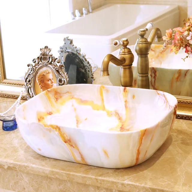 Porcelain Bathroom Vanities Chinese Art Counter Top Ceramic Porcelain Bathroom Vanities Chinese Art Counter Top Ceramic Decorative Wash Basin Sinks