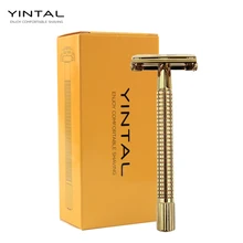 Безопасная бритва бабочка с длинной ручкой латунная Гальваническая K Золотая Бритва мужская бритва с двойным краем