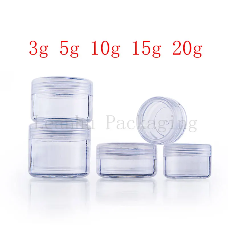Пустая прозрачная маленькая круглая пластиковая витрина бутылка горшок прозрачная банка под крем для косметической упаковки, мини косметический контейнер для образцов
