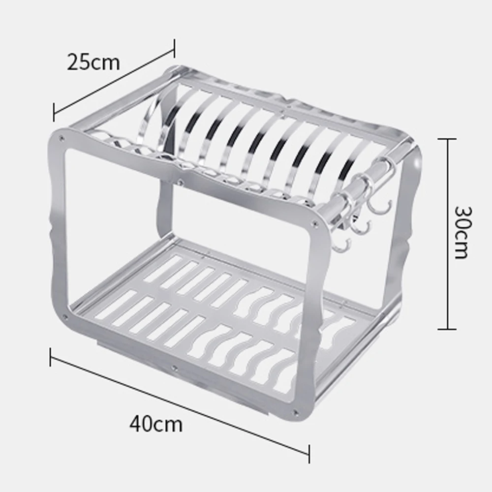  Space aluminum dish rack kitchen rack double bowl drain rack kitchen supplies storage drain shelf w - 32910634265