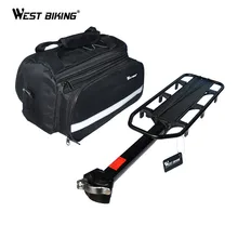 WEST BIKING Bike Racks + Bag Bike Luggage Bicycle Accessories V Brake Disc Kickstand Cycling Rear Saddle Bag + Bicycle Rack