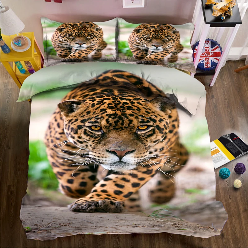 

a leopard 3d effect photo bed linen can be customized photo pattern