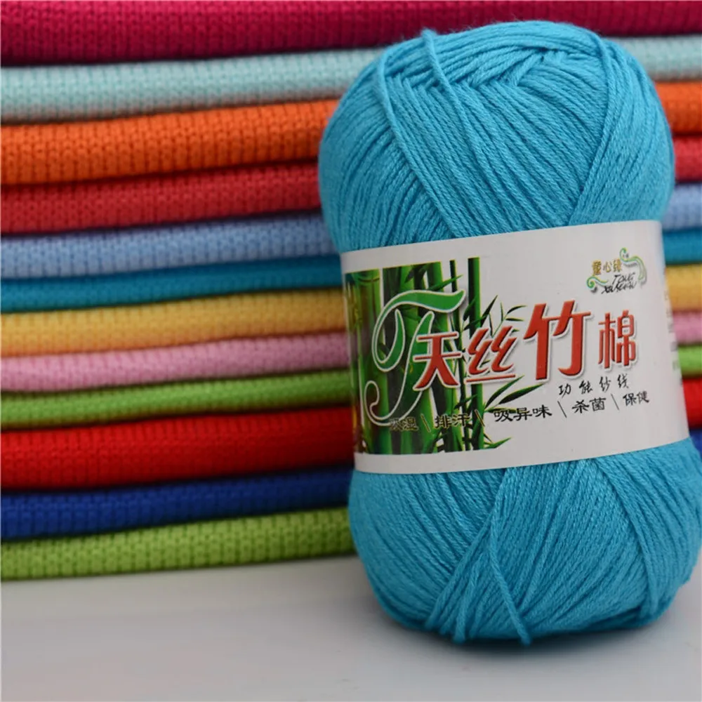 2019 Hight Quality New 100% Bamboo Cotton Warm Soft Natural Knitting Crochet Knitwear Wool Yarn 50g Kiting wool Yarn