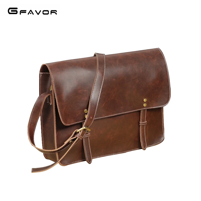 

G-FAVOR Vintage Men's Messenger Bags Crazy Horse Leather Shoulder Bag Fashion Men Business Crossbody Bag Casual Travel Handbag