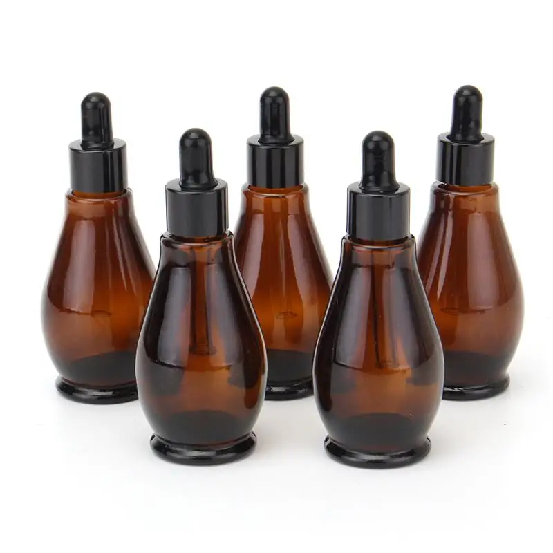 Download 5pcs 10/20/30/50/100ml Amber Glass 30ml Dropper Bottle 100ml Essential Oil Perfume Pipette ...