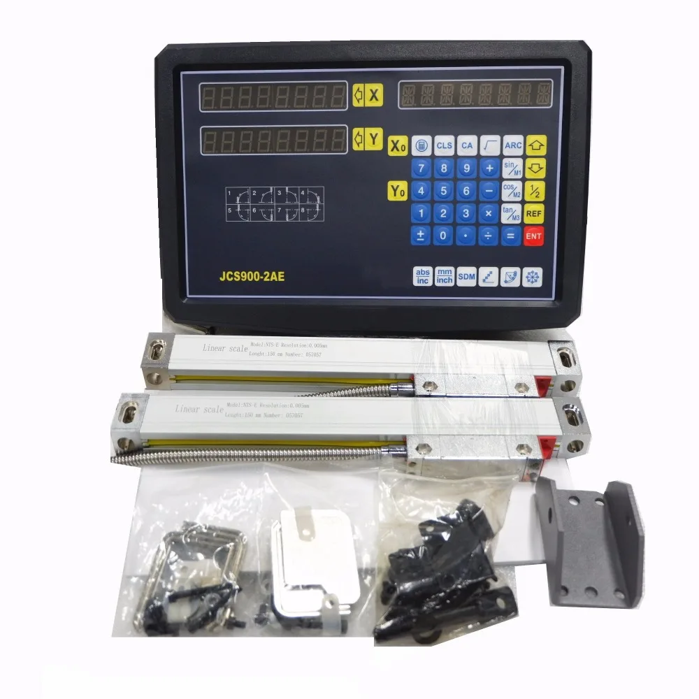 New 2 Axis Digital Readout with High Precision Linear Scale / Linear Encoder/ Linear Ruler For Milling Lathe Machine