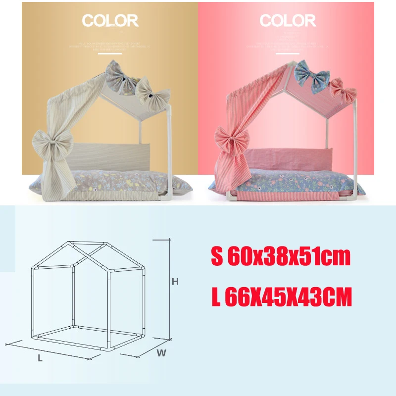 Princess Dog Kennels Cages Pink Beige Indoor Dog House Summer Autumn Luxury Pet House Tent Camping Nest With Bed Mat Drop Ship