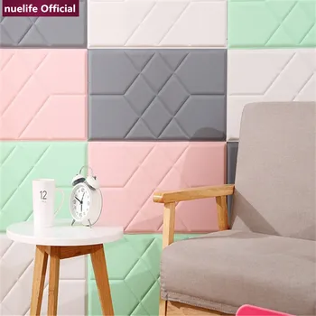 

3D leather geometric pattern livingroom bedroom kidsroom weddingroom clothing store waterproof anti-collision foam wall stickers