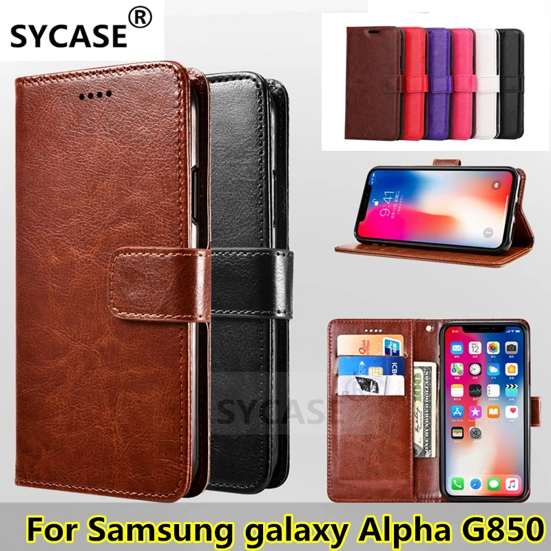 SYCASE для samsung galaxy Alpha G850 4 7 дюймов бизнес Crazy Horse Зерно защитный чехол телефона Флип