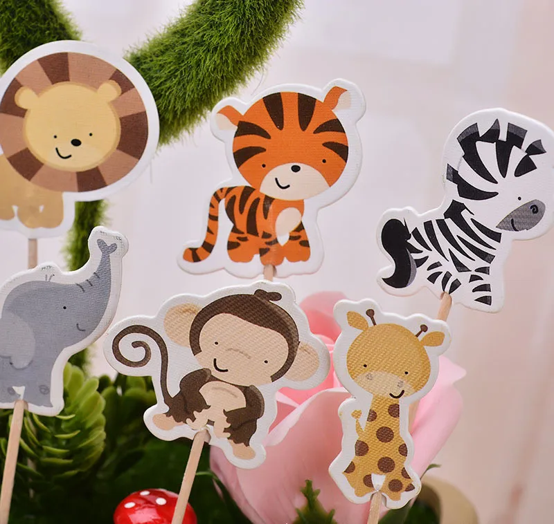 24pc Safari Wildlife Animal Cupcake Toppers Ice Cream Cake