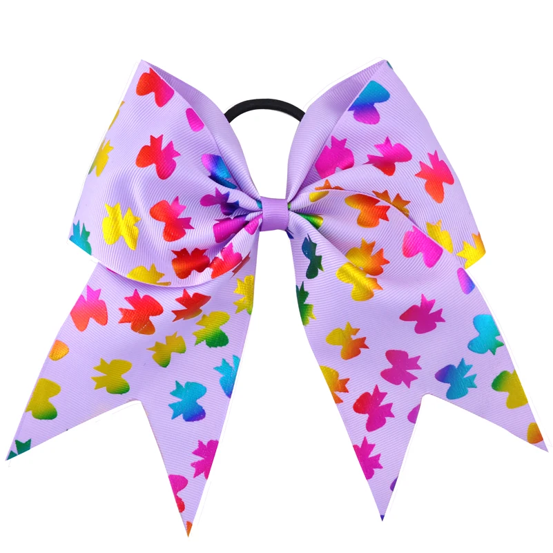 7 بوصة الفتيات احباط الذهب فراشة طباعة كبيرة القوس مرونة رباط شعر Grosgrain الشريط النساء التشجيع إكسسوارات الشعر