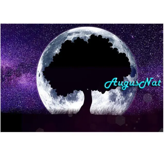 moon tree diamond painting full round wall art senery dots landscape neelework kit cross stitch mosaic crafts | Дом и сад