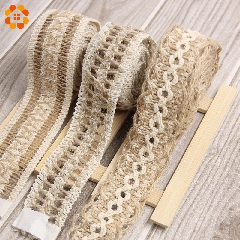Новое поступление! 2 м/лот натуральная джутовая Мешковина кружевная лента рулон