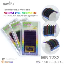 Navina черные цвета шелковые накладные ресницы для макияжа, завитые CD, толщина 0,07-0,10 мм, Длина 8-14 мм микс