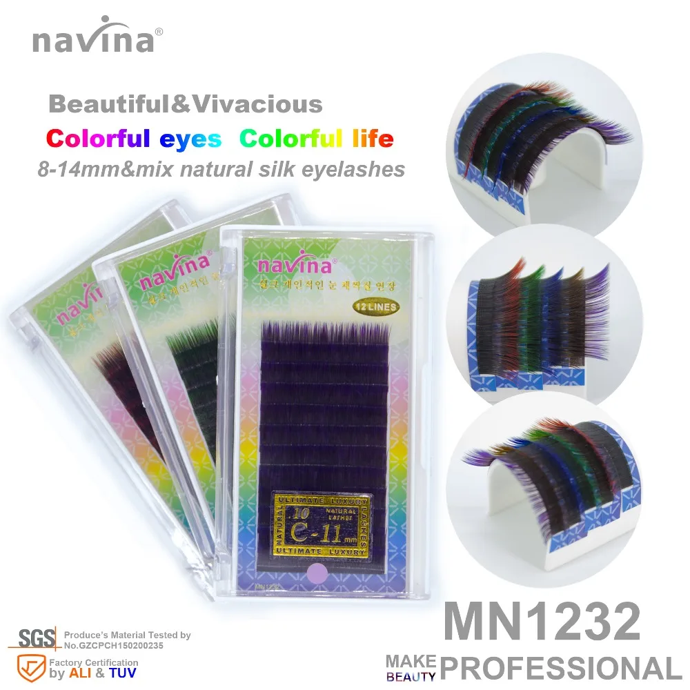 

navina Gradient color silk false eyelashes of makeup,Curl CD,Thickness 0.07-0.10mm,Length 8-14mm mix