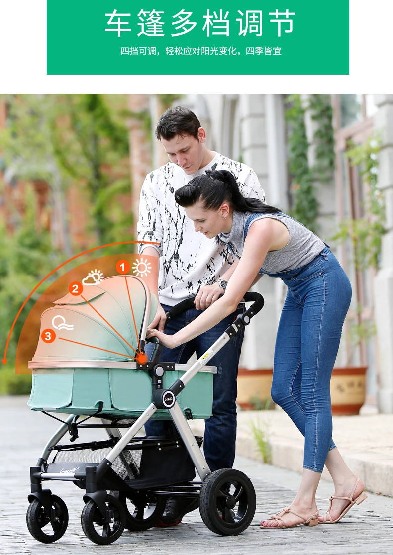 Популярная детская коляска может для сидения и лежания вниз двухсторонняя детская коляска Складная люлька Высокая прогулочная коляска складная Коляска