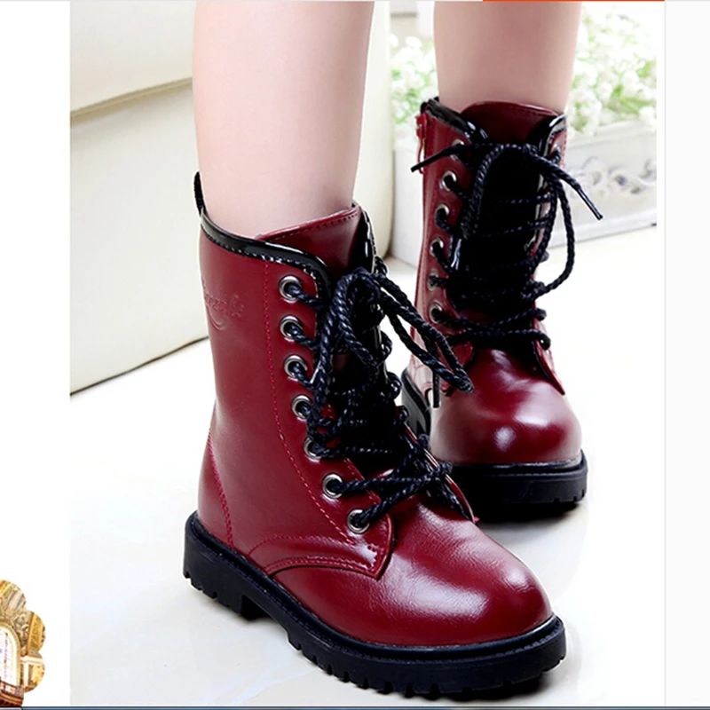 Waterproof Leather Kids Boots - Fashionable Short Girls Bota Menina Rain Children Girl Boots image 3