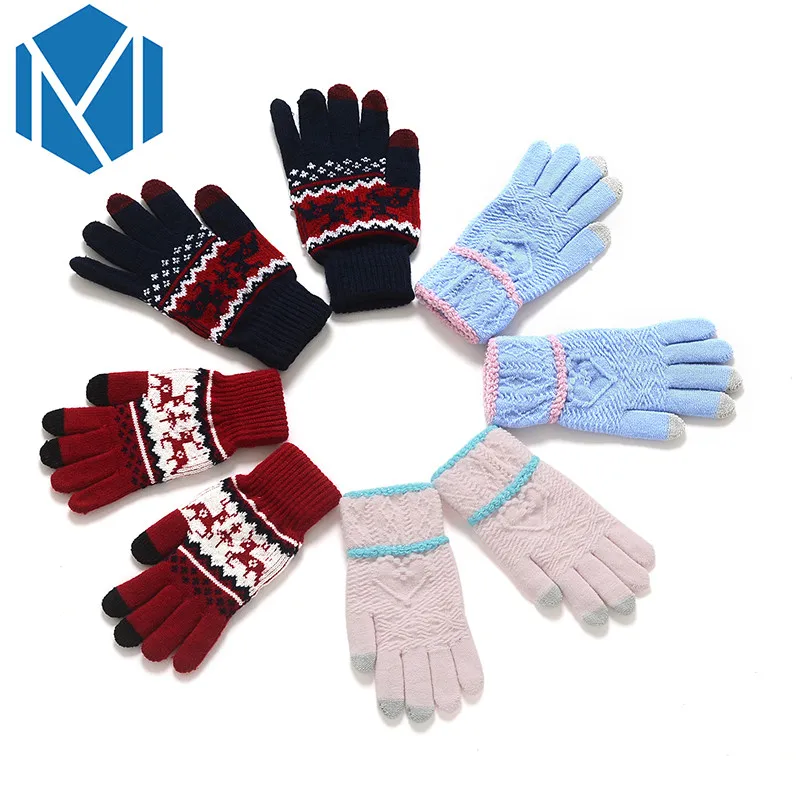 M MISM/Зимние перчатки для детей, Хлопковые вязаные детские варежки, милые однотонные Мягкие гибкие теплые рукавицы, Handschoenen