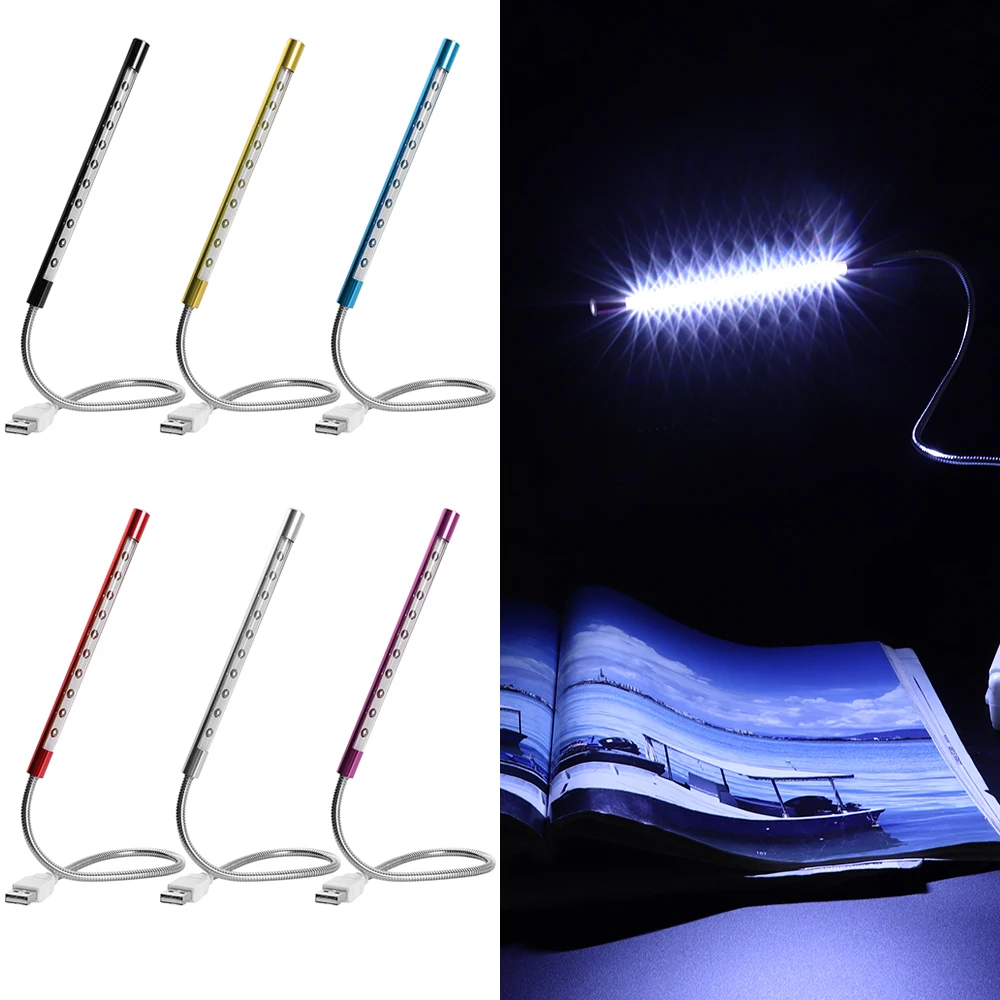 New Useful 10 Leds USB Keyboard Night Reading Light Flexible Book Lamp with Notebook Laptop USB