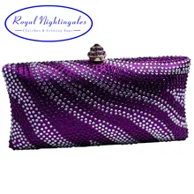 С фабрики фиолетовая Женская вечерняя сумка с кристаллами и стразами клатч кошелек