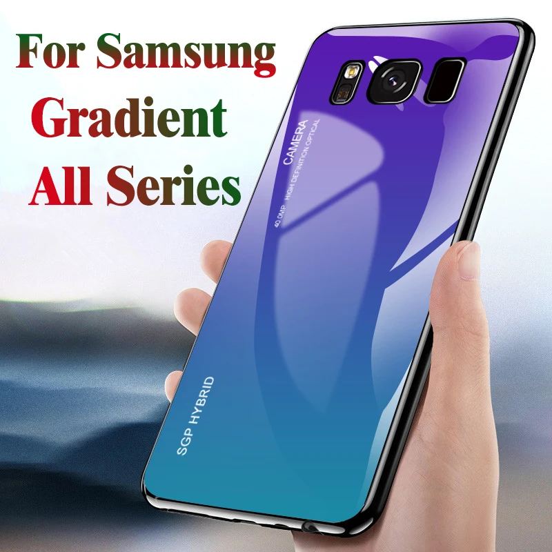 

Gradient Protective Case On The Galaxy S9 Cover Back Shell For Samsung S8 S 8 9 Plus Glass Coque 8S 9S S8Plus S9Plus Phone Cases