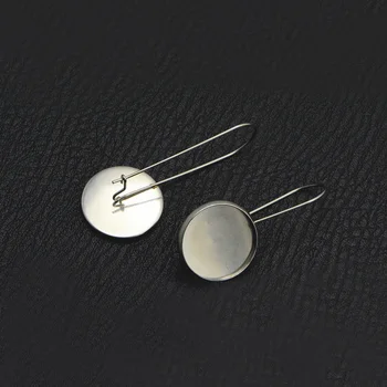 

Stainless Steel Clip Hook Earrings with Circle Bezel tray Cameo Cabochons Bases Blanks Ear Wire Earrings Settings DIY Findings