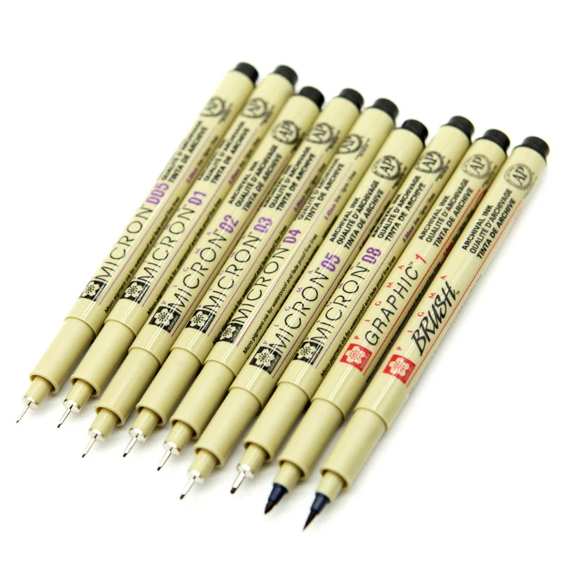 1 шт. Sakura Pigma Micron ручка Водонепроницаемая Neelde мягкая кисть для рисования Лот 005 01 02