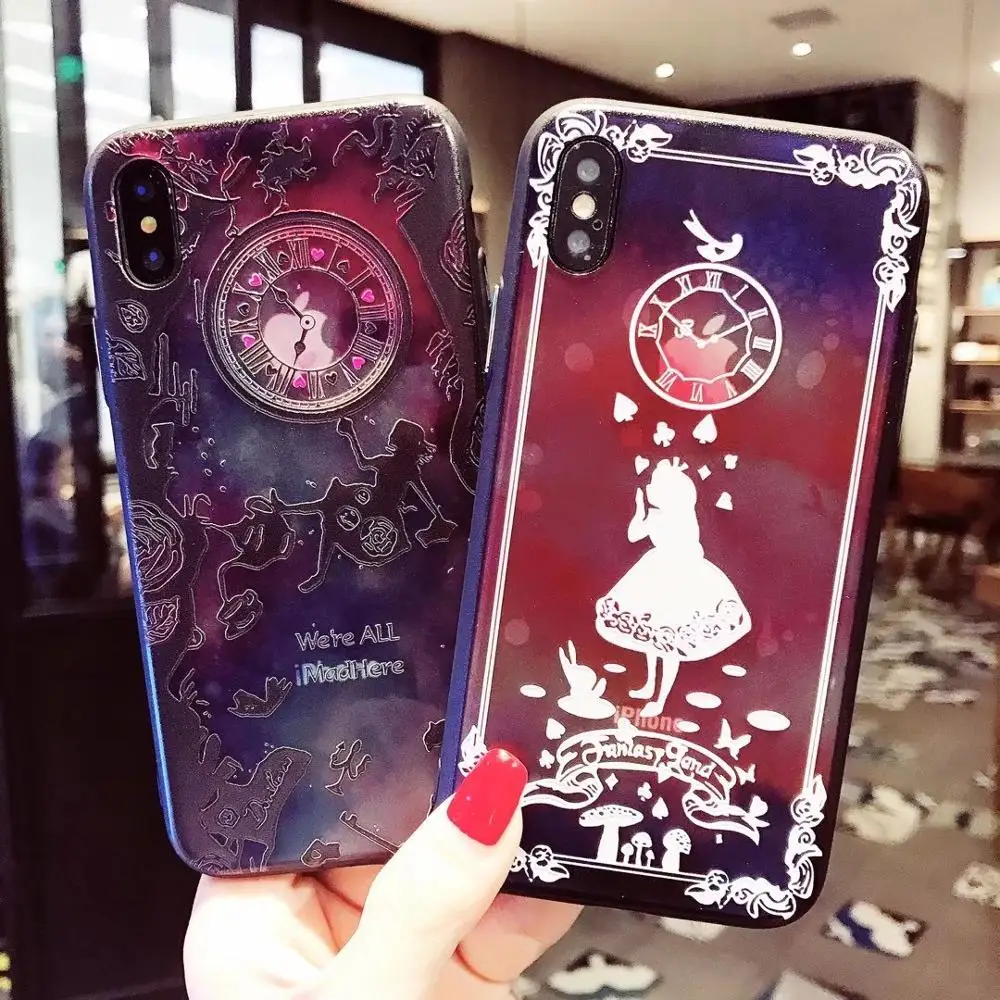 10 шт./партия Алиса Часы страна чудес для iPhone11Pro Max Xsmax XR 8P 6s 7plus Dreamy чехол для телефона ТПУ задняя крышка защитная оболочка