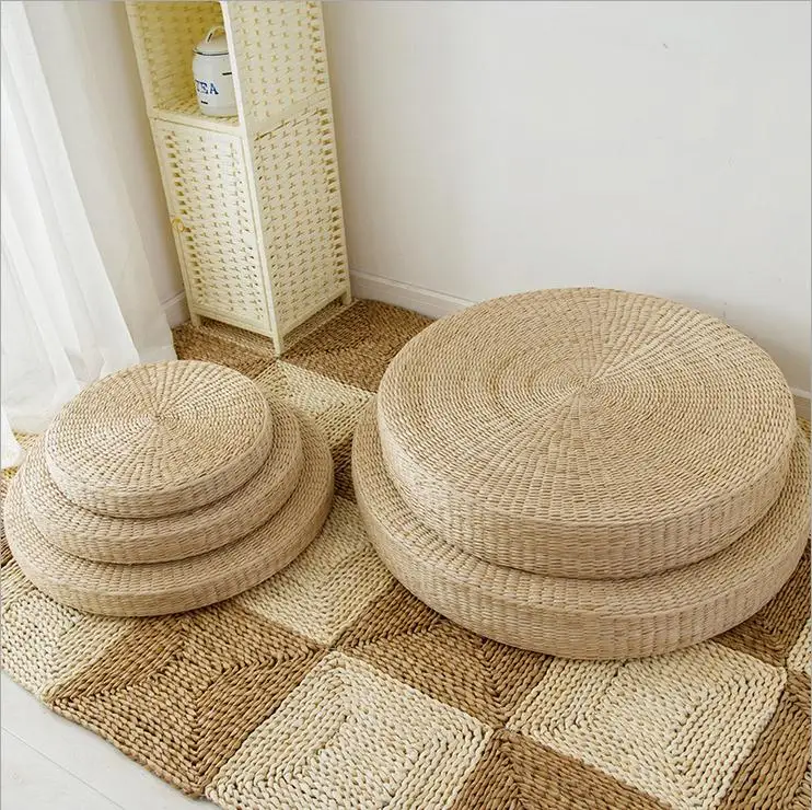 EIF Fei 100/% Natural Straw Braided Zafu Round Pouf Tatami Cushion Floor Cushions Meditation Yoga Round Mat Chair Cushion50cm//19.7inches