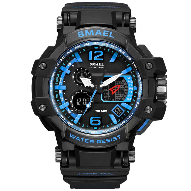 Новинка SMAEL спортивные часы мужские цифровой светодиодный электронные часы резиновые кварцевые наручные часы# NN0311 - Цвет: Blue