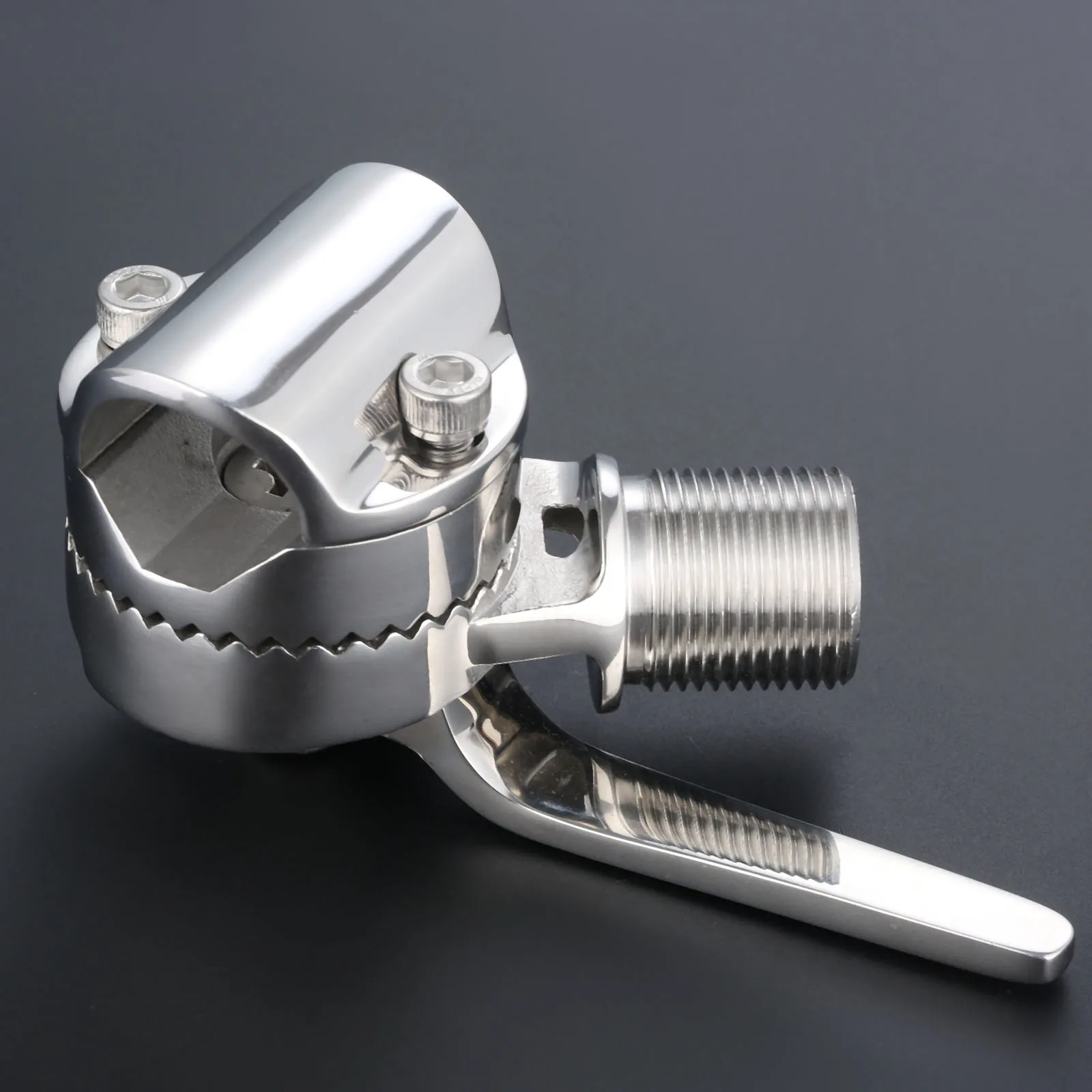 Stainless Steel Marine Boat Antenna Ratchet Base 22mm Tube Clamp On fit