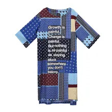 Летнее женское повседневное свободное хлопковое льняное женское платье-миди, национальный тренд, цветной блок, лоскутное платье с буквенным принтом, синее платье, халат elbis